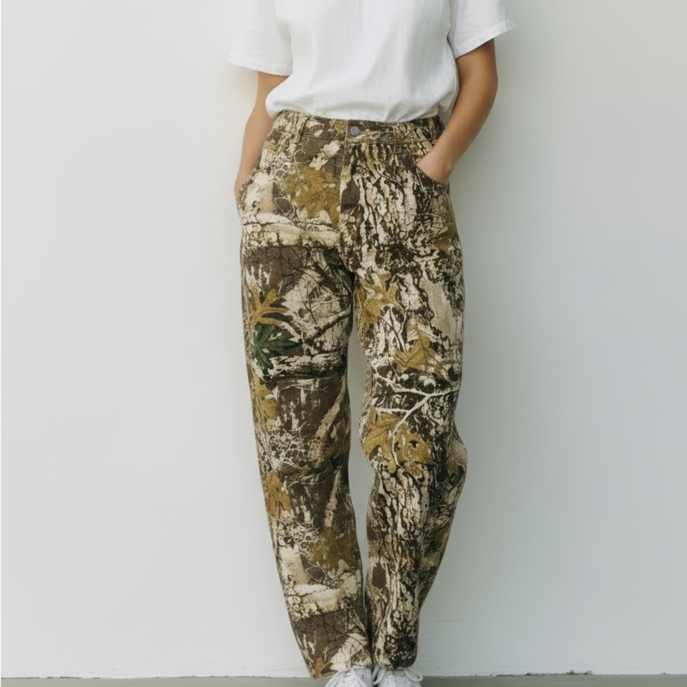 Viral TikTok Camo Print Wide Leg Cargo Pants Size Large NWT